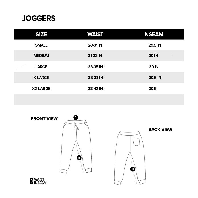 JOGGER SWEATPANTS - Independent Trading Company Size Chart